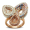 GL219 - IP Rose Gold(Ion Plating) Brass Ring with Top Grade Crystal in Multi Color