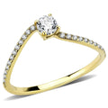 DA256 - IP Gold(Ion Plating) Stainless Steel Ring with AAA Grade CZ in Clear