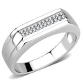 DA251 - High polished (no plating) Stainless Steel Ring with AAA Grade CZ in Clear
