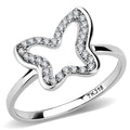 DA241 - High polished (no plating) Stainless Steel Ring with AAA Grade CZ in Clear