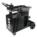 Welding Cart, 2-Tier 4 Drawers Welder Cart with 265 LBS Weight Capacity, 360° Swivel Wheels, Tank Storage Safety Chains, Heavy Duty Rolling MIG Welder Cart for Mig Welder and Plasma Cutter