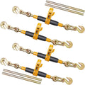 Ratchet Chain Binder, 3/8"-1/2" Heavy Duty Load Binders, with G80 Hooks 12000 lbs Secure Load Limit, Labor-saving Anti-skid Handle, Tie Down Hauling Chain Binders for Flatbed Truck Trailer, 4 Pc