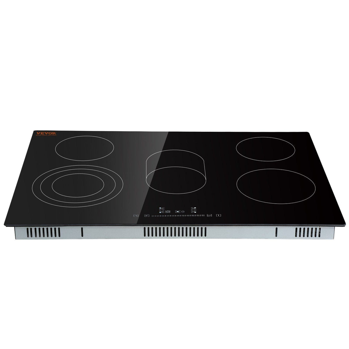 Built in Electric Stove Top, 30.3 x 20.5 inch 5 Burners, 240V Glass Radiant Cooktop with Sensor Touch Control, Timer & Child Lock Included, 9 Power Levels for Simmer Steam Slow Cook Fry