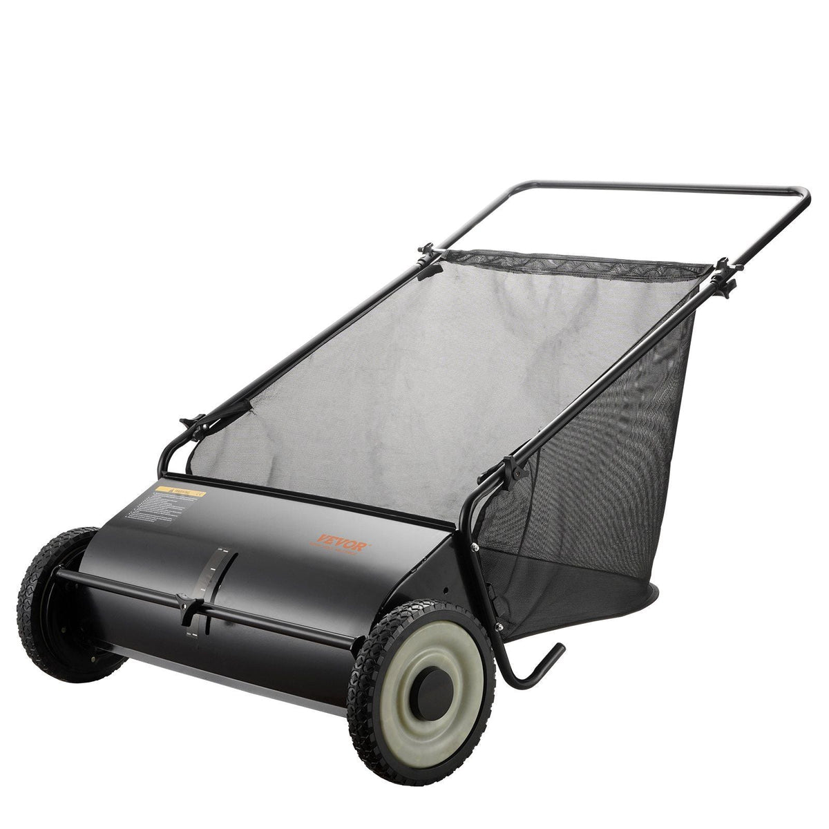 Push Lawn Sweeper, 26 Inch Leaf & Grass Collector, Strong Rubber Wheels & Heavy Duty Thickened Steel Durable to Use with Large Capacity 7 ft³ Mesh Collection Bag, 4 Spinning Brushes
