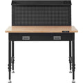 Workbench Adjustable Height 28-39.5" Work Bench For Garage Oak Plank & Carbon Steel Heavy Duty Workbench 2000lbs Weight Capacity Bench top Size 48x24" Hardwood Workbench 3m Cable 30 Hooks