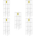 Tomato Cages, 11.8" x 11.8" x 46.1", 5 Packs Square Plant Support Cages, Silver PVC-Coated Steel Tomato Towers for Climbing Vegetables, Plants, Flowers, Fruits