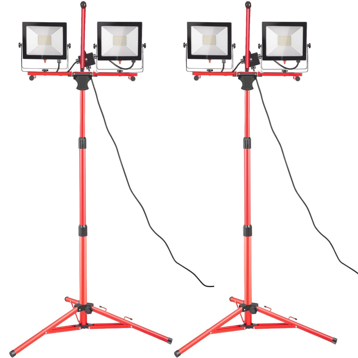 LED Work Light with Stand, 2PCS 10000 Lumen Dual-head LED Work Light with 27.6"-68.1" Adjustable and Foldable Tripod Stand, IP65 Waterproofed LED Tripod Work Light, with 5000 K Color Temperature