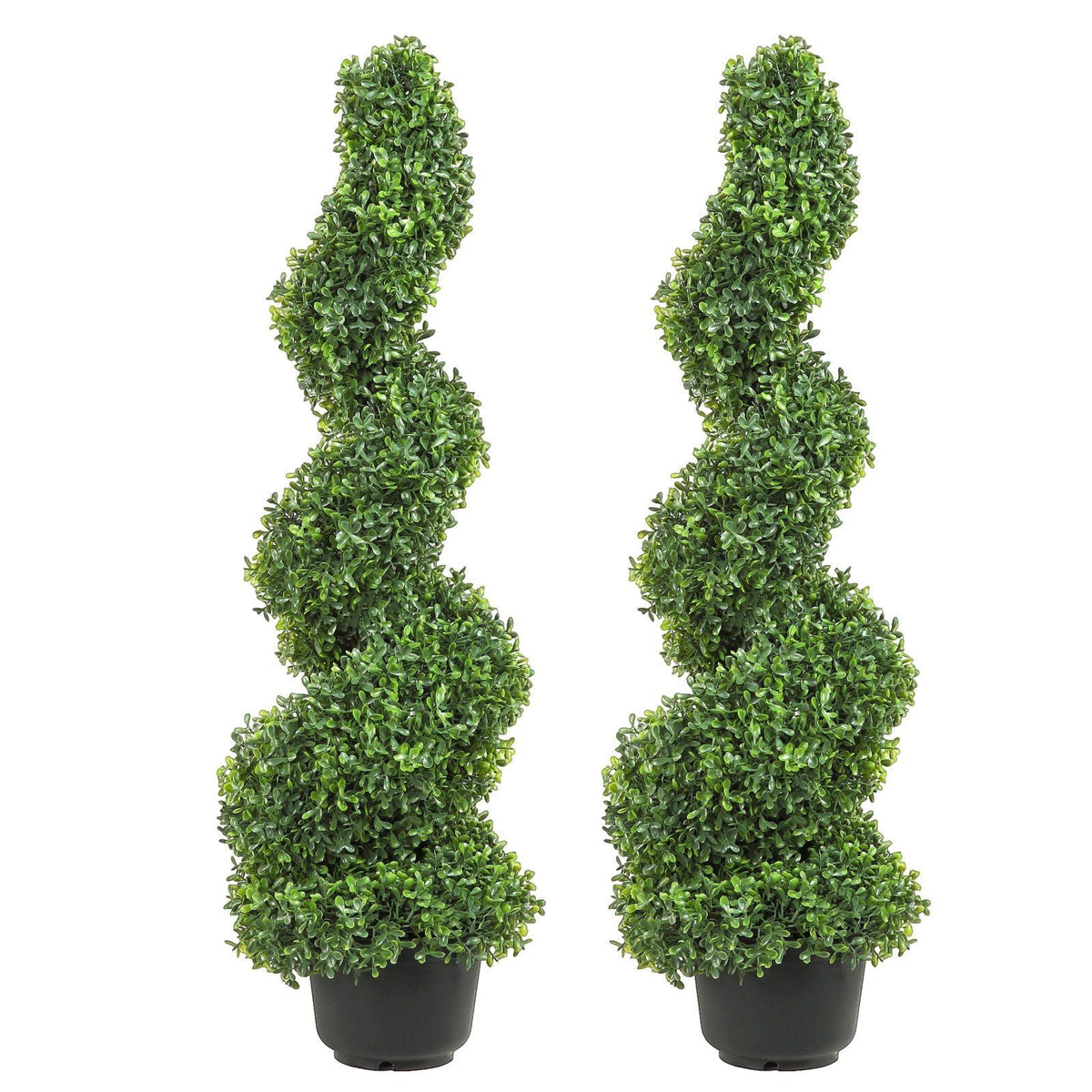 2 pcs. Artificial Boxwood Tower Topiary Spiral Artificial Plant 122cm high Decorative Plant Green Plastic PE Iron Topiary Plants incl. 10 pcs. Replacement Leaves