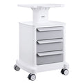 4 Tiers Lab Carts Mobile Medical Cart with 3 Drawers & 1 Top Tray White, Trolley Storage Cart with ABS Material, Lab Rolling Cart with 4 Silent Wheels for Lab, Clinic, Hospital, Salon, Office