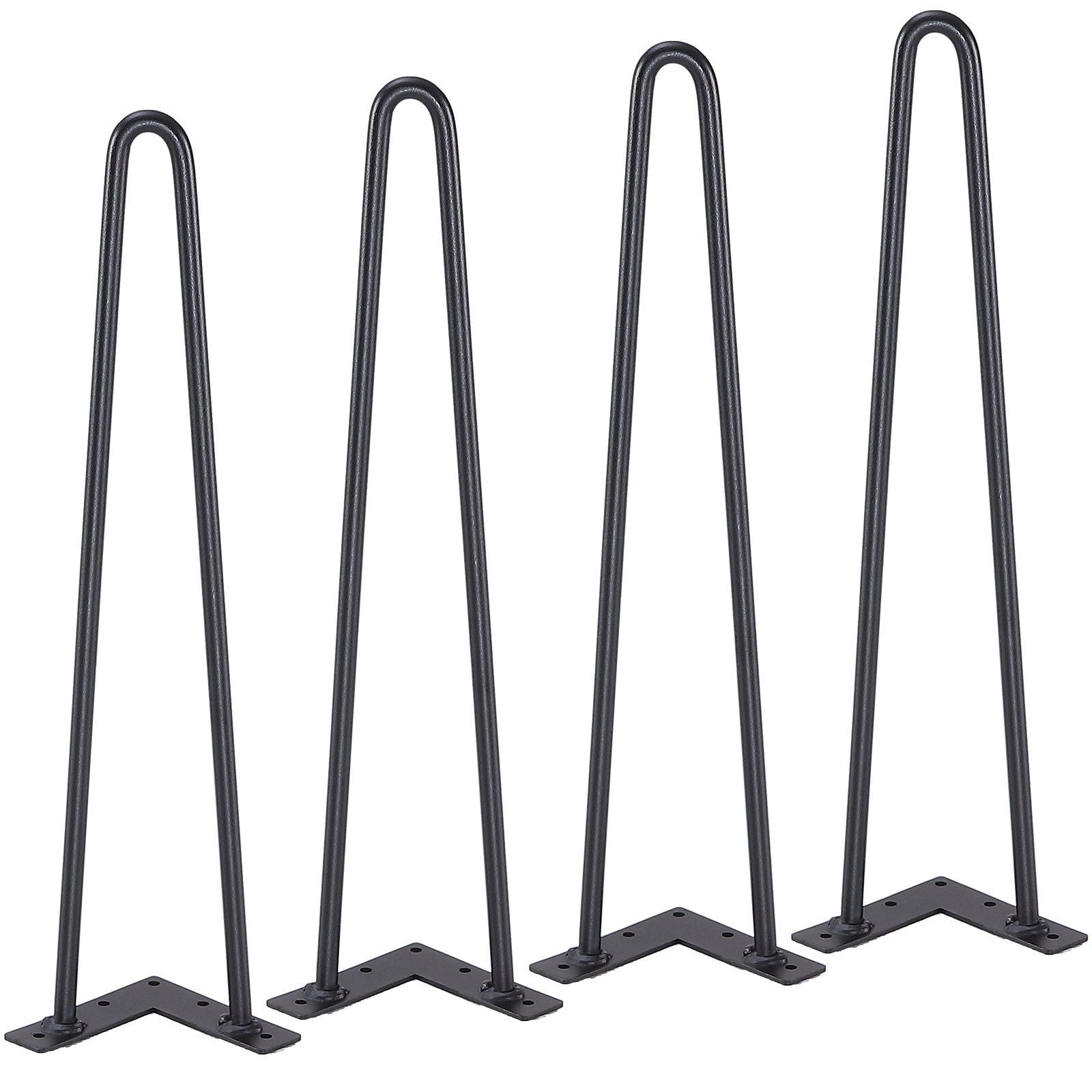 19" Hairpin Furniture Legs, Metal Home DIY Projects for Nightstand, Coffee Table, Desk, 500lbs Load Capacity with Rubber Floor Protectors, Metal Heavy Duty Sturdy Modern Table Legs, 4PCS Black