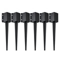 Fence Post Anchor Ground Spike, 6 Pack 24 x 4 x 4 Inches Outer Diameter (Inner Diameter 3.5 x3.5 Inches), Metal Black Powder Coated Post Stake Ground, for Mailbox Deck Garden Railing