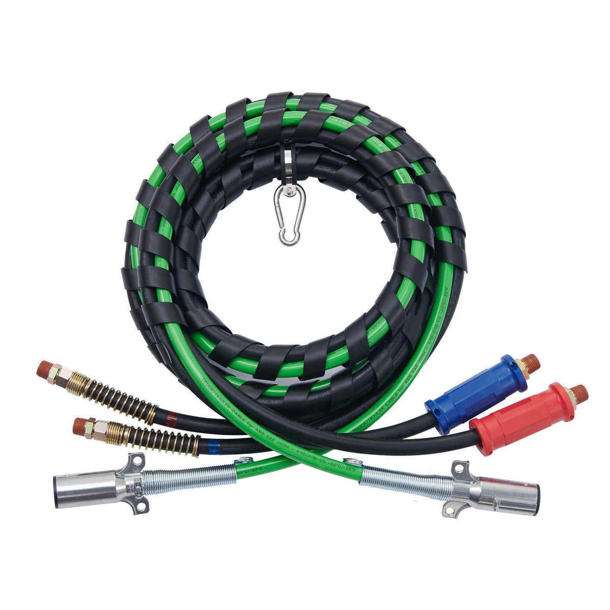 12FT Semi Truck Air Lines Kit with 2PCS Glad Hands, 3-in-1 Air Hoses & 7 Way ABS Electric Power Line, with 2PCS Gladhand Handles, 4PCS Seals and Tender Spring Kit for Semi Truck Trailer Tractor