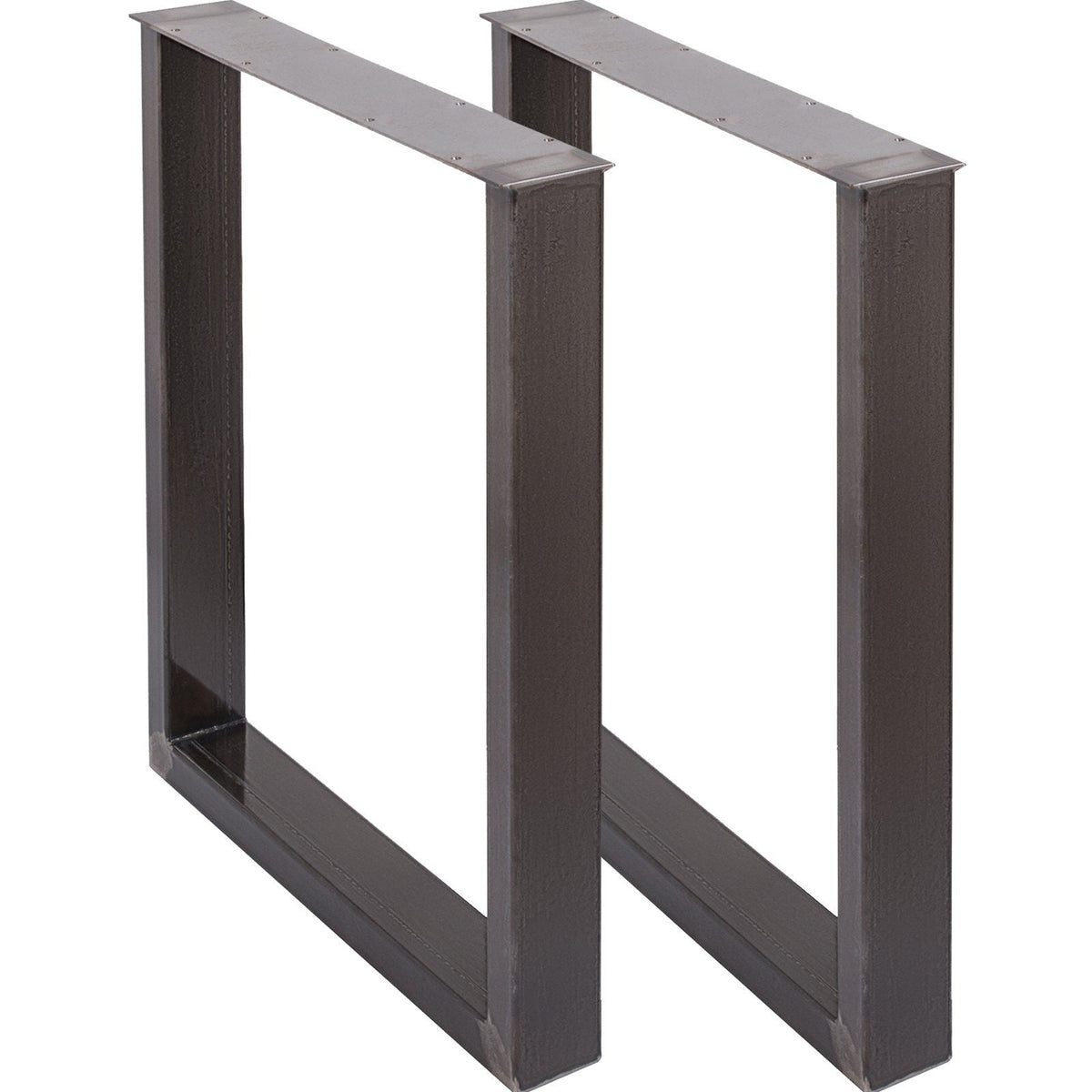 Set of 2 Steel Table Legs, 28''Height 23''Wide Dining Table Legs, Heavy Duty 3.1" Square Box Section Square Table Legs, 28x23x3.1 Inch Original Color Industrial Country Style Metal Dining Legs