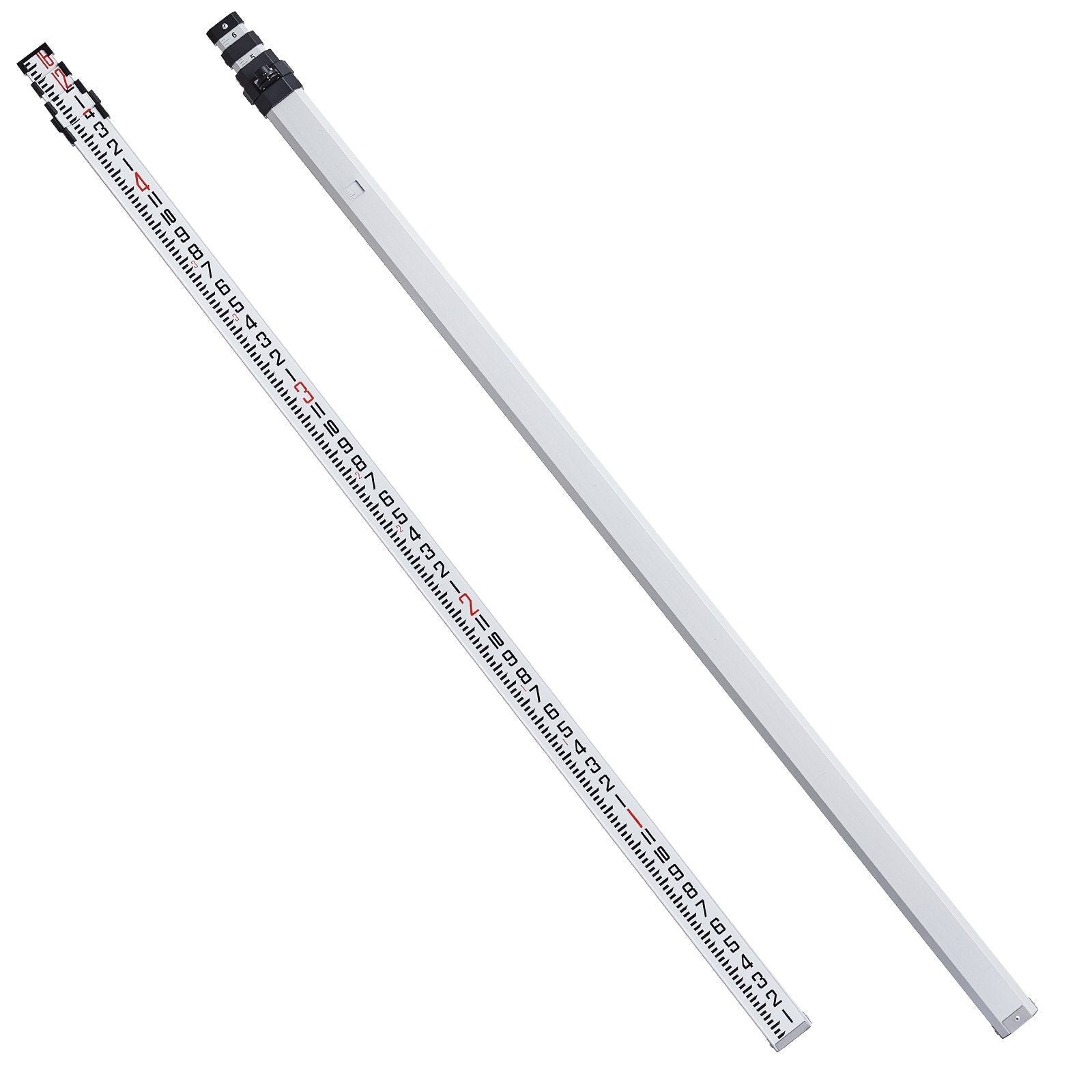 Aluminum Grade Rod, 16-Feet/8ths 4 Sections Telescopic Measuring Rod,Double-Sided Scale 1/8in Leveling Rod Stick,Aluminum Alloy Survey Rod with Bubble Level &Carrying Bag for Houses,Walls,Floors