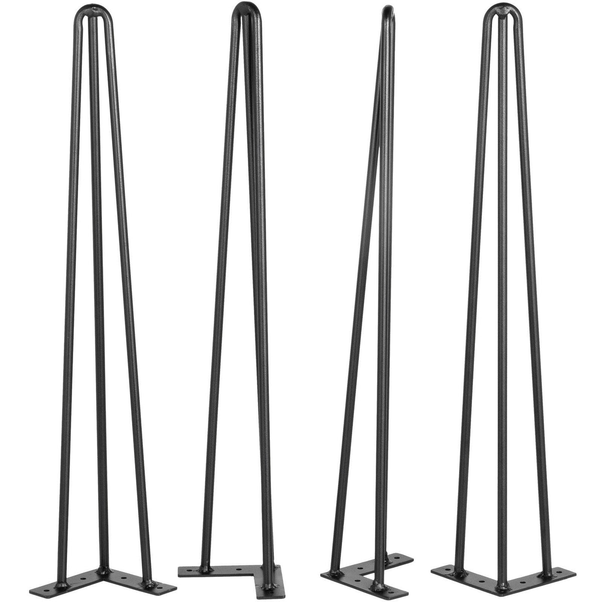 Hairpin Table Legs 24" Black Set of 4 Desk Legs 880lbs Load Capacity (Each 220lbs) Hairpin Desk Legs 3 Rods for Bench Desk Dining End Table Chairs Carbon Steel DIY Heavy Duty Furniture Legs