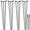 Hairpin Table Legs 28" Black Set of 4 Desk Legs 880lbs Load Capacity (Each 220lbs) Hairpin Desk Legs 3 Rods for Bench Desk Dining End Table Chairs Carbon Steel DIY Heavy Duty Furniture Legs