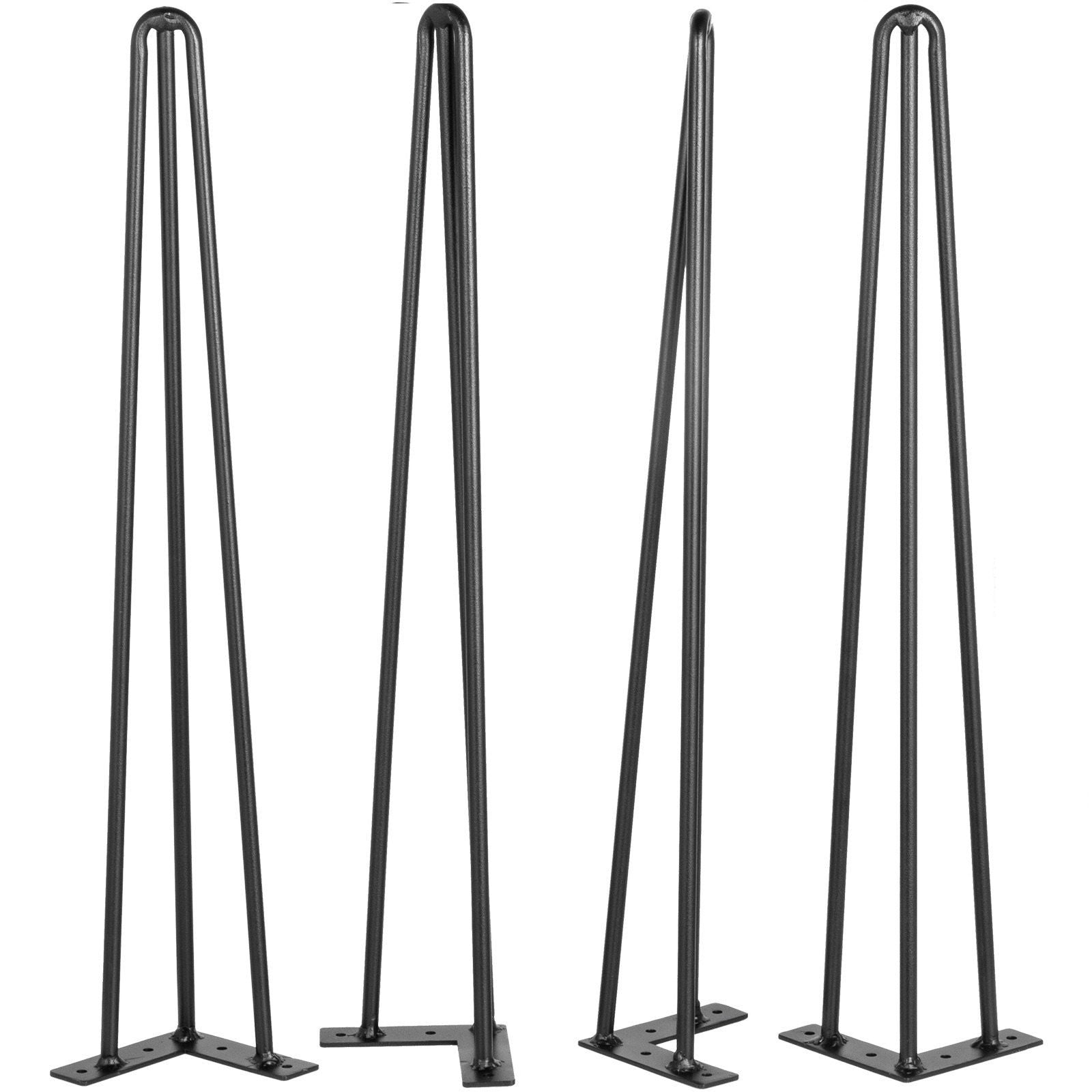 Hairpin Table Legs 26" Black Set of 4 Desk Legs 880lbs Load Capacity (Each 220lbs) Hairpin Desk Legs 3 Rods for Bench Desk Dining End Table Chairs Carbon Steel DIY Heavy Duty Furniture Legs