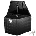 Trailer Tongue Box, Aluminum Alloy Diamond Plate Tongue Box Tool Chest, Heavy Duty Trailer Box Storage with Lock and Keys, Utility Trailer Tongue Box for Pickup Truck, RV, Trailer, 33"x19"x18"