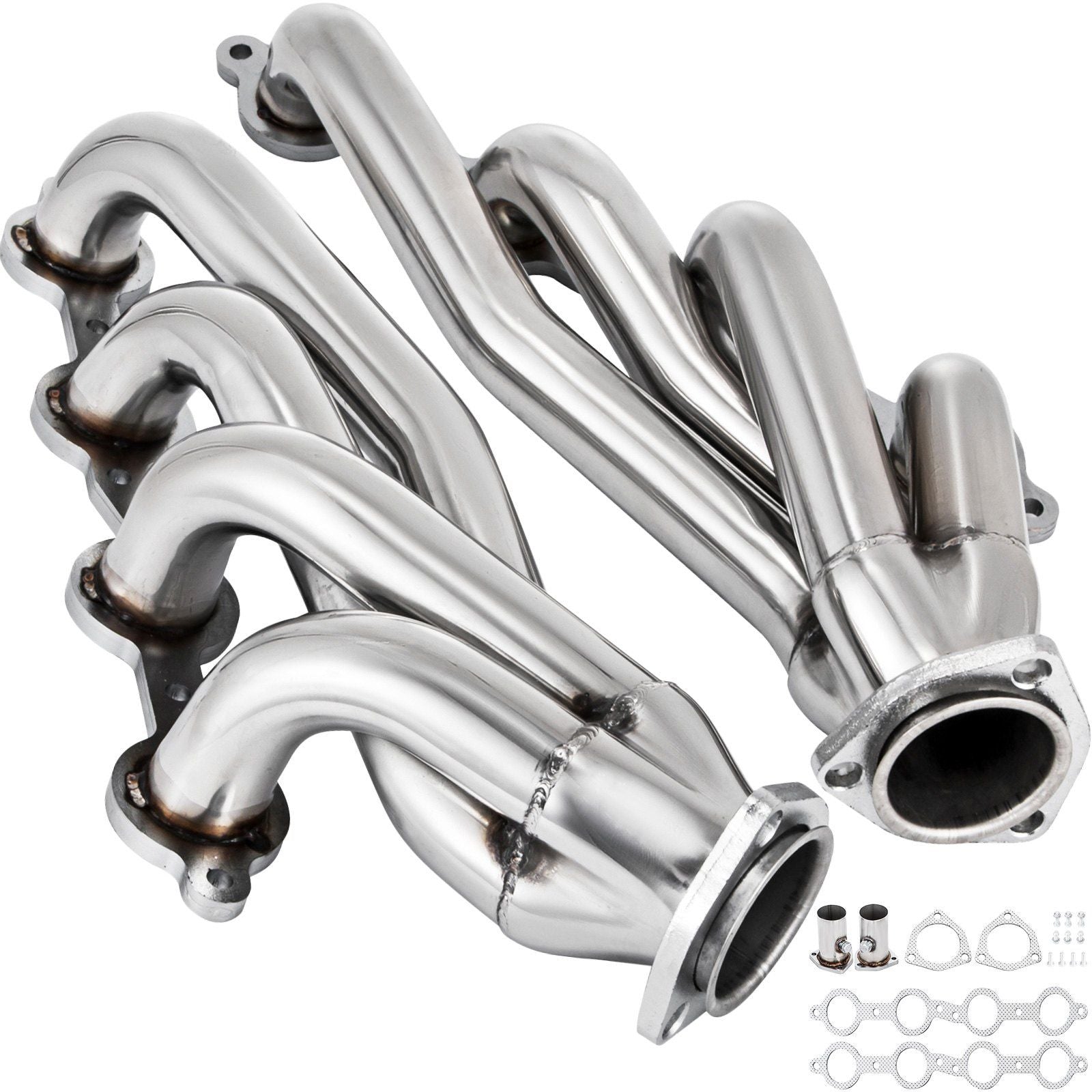 Exhaust Header Set 1 5/8" Exhaust Turbo Headers, Stainless Steel Exhaust Manifold Headers, Shorty Engine Conversion LS Swap Exhaust Headers for Chevy LS1 LS2 LS3 LS6 LS10 SUV/Truck Car