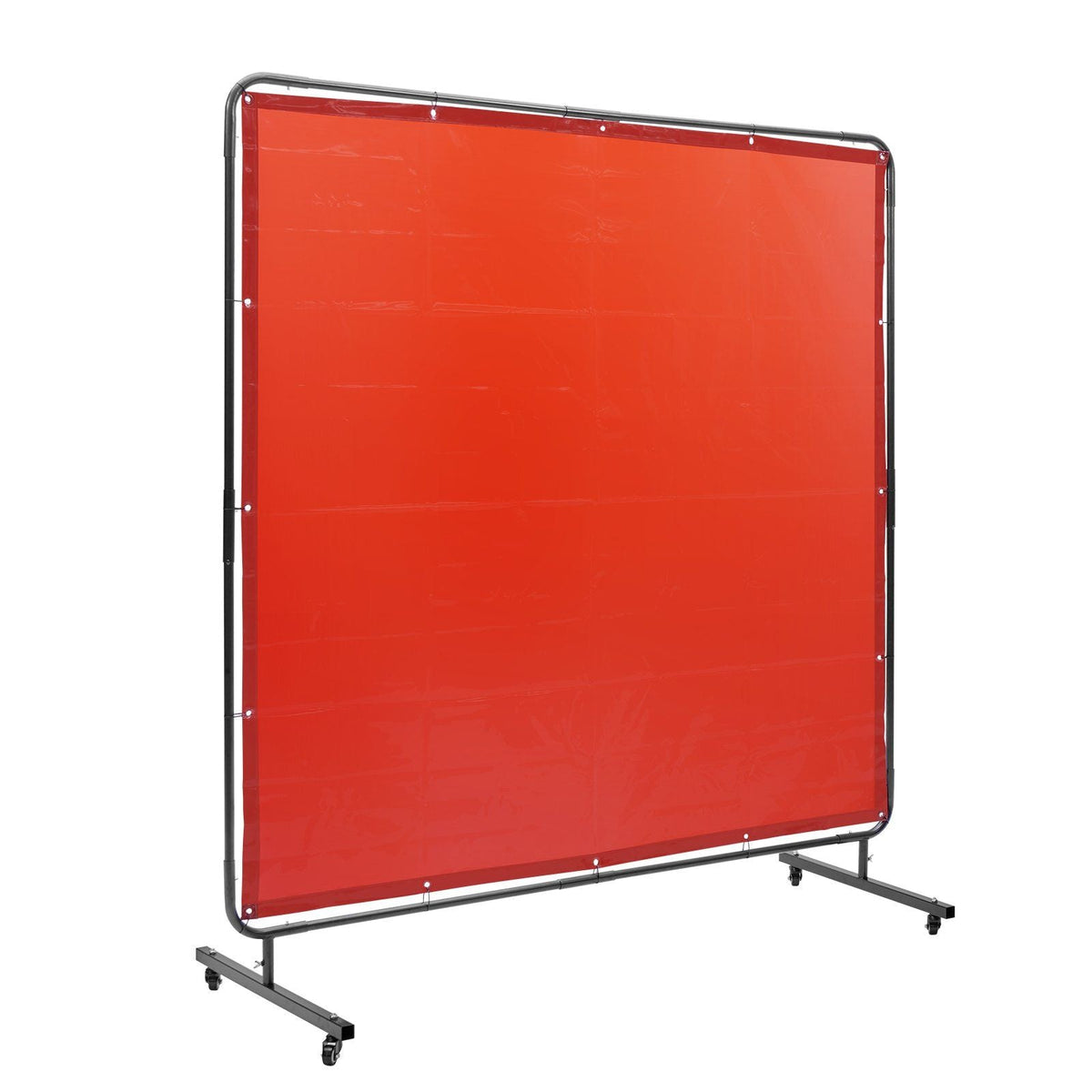 Welding Screen with Frame, 6' x 6' Welding Curtain Screen, Flame-Resistant Vinyl Welding Protection Screen on 4 Swivel Wheels (2 Lockable), Moveable & Professional for Workshop/Industrial, Red
