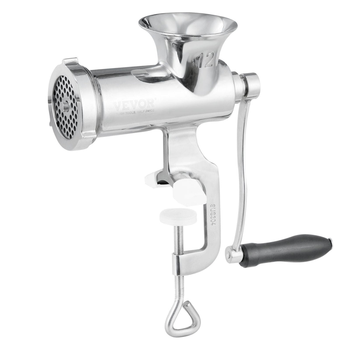 Manual Meat Grinder, 304 Stainless Steel Hand Meat Grinder with Steel Table Clamp, Meat Mincer Sausage Maker & 2 Cutting Plates, Cookie Attachment, Sausage Tube for Beef Pepper Mushroom Cookie