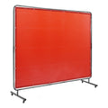 Welding Screen with Frame, 6' x 8' Welding Curtain Screen, Flame-Resistant Vinyl Welding Protection Screen on 4 Swivel Wheels (2 Lockable), Moveable & Professional for Workshop/Industrial, Red