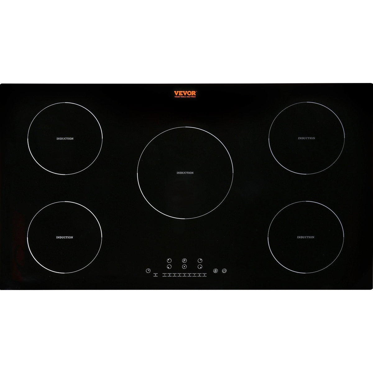 Electric Cooktop, 5 Burners, 36'' Induction Stove Top, Built-in Magnetic Cooktop 9200W, 9 Heating Level Multifunctional Burner, LED Touch Screen w/ Child Lock & Over-Temperature Protection