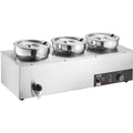 Electric Soup Warmer, Three 7.4QT Stainless Steel Round Pot 86~185°F Adjustable Temp, 1200W Commercial Bain Marie with Anti-dry Burn and Reset Button, Soup Station for Restaurant, Buffet, Silver