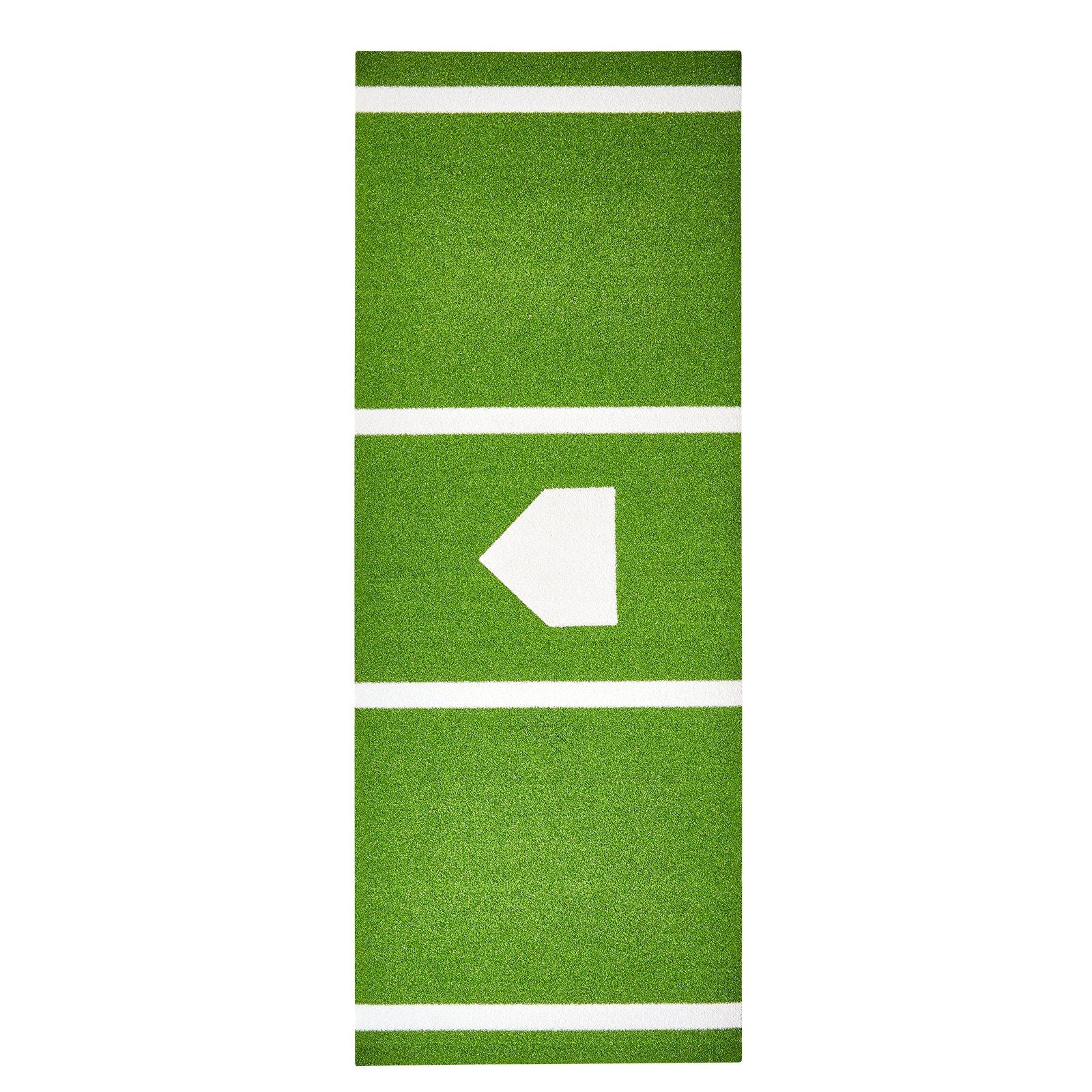 Baseball Softball Hitting Batting Mat, 10' x 3.8' Indoor/Outdoor Softball Mat, Lined & Foam Backing Anti-Slip Anti-Fade Softball Training Aid, Portable Practice Mat with Tightening Rope, Green