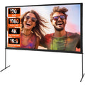 Projector Screen with Stand, 120 inch 16:9 4K 1080 HD Outdoor Movie Screen with Stand, Wrinkle-Free Projection Screen with Bar Feet and Carry Bag, for Home Theater Cinema Backyard Movie Night