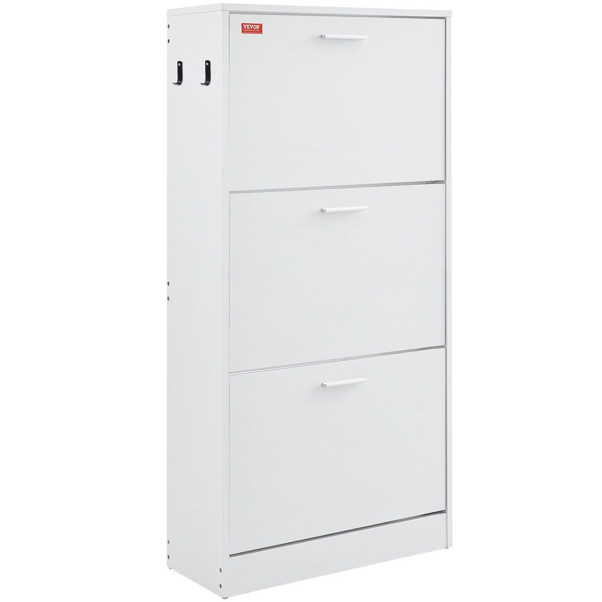 Shoe Cabinet with 3 Flip Drawers, Shoe Storage Cabinet for Entryway, Free Standing Shoe Storage Organizer with Side Hooks for Heels, Boots, Slippers in Hallway, Living Room