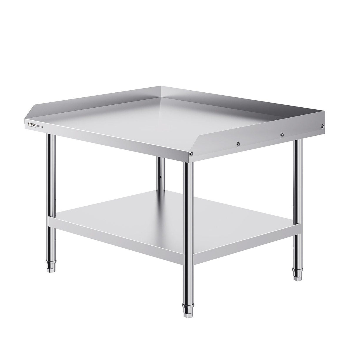Stainless Steel Work Table, 30 x 36 x 26 Inch Commercial Food Prep Worktable, 3-Sided Backsplash Heavy Duty Prep Worktable, Metal Work Table with Adjustable Height for Restaurant Home Hotel