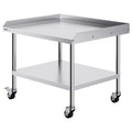Stainless Steel Work Table, 30 x 36 x 30 Inch Commercial Food Prep Worktable with 4 Wheels, Casters, 3-Sided Backsplash Heavy Duty Prep Worktable, Metal Work Table for Restaurant Home Hotel