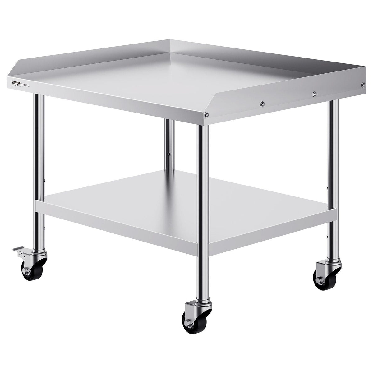 Stainless Steel Work Table, 30 x 36 x 30 Inch Commercial Food Prep Worktable with 4 Wheels, Casters, 3-Sided Backsplash Heavy Duty Prep Worktable, Metal Work Table for Restaurant Home Hotel