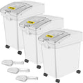 Ingredient Bin, 5.2 Gallons Capacity Ingredient Storage Bin, 3 Pcs/Set, PP Material Flour Bins On Wheels, White Shelf Ingredient Bin with Scoop and Sliding Lid, Commercial Storage Bins