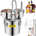 Alcohol Still, 3 Gallon, Stainless Steel Alcohol Distiller with Copper Tube & Build-in Thermometer & Water Pump, Double Thumper Keg Home Brewing Kit, for DIY Whiskey Wine Brandy