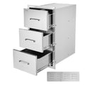 Outdoor Kitchen Drawers 16" W x 28.5" H x 20.5" D, Flush Mount Triple Access BBQ Drawers Stainless Steel with Handle, BBQ Island Drawers for Outdoor Kitchens or Patio Grill Station