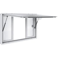 Concession Window 53"x33", Aluminum Alloy Food Truck Service Window with 4 Horizontal Sliding Windows & Awning Door & Drag Hook, Up to 85 Degrees Serving Window for Food Truck Concession Trailer
