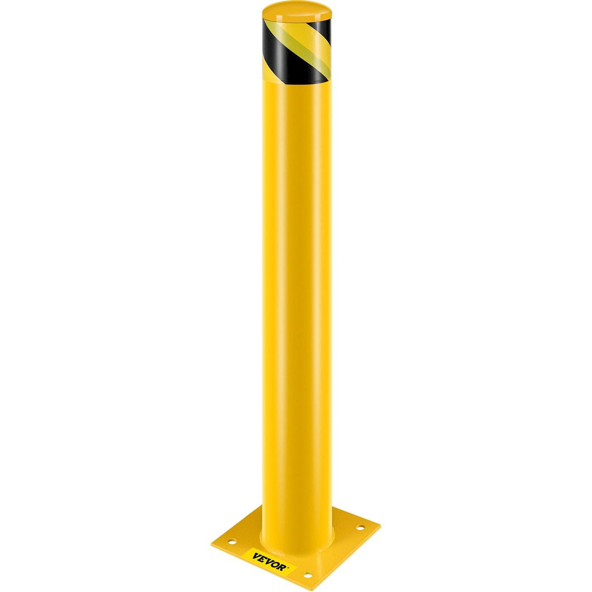 Safety Bollard Safety Barrier Bollard 4-1/2" OD 36" Height Yellow Powder Coat Pipe Steel Safety Barrier with 4 Free Anchor Bolts for Traffic-Sensitive Area