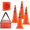 Safety Cones, 4 Pack 28 inch Collapsible Traffic Cones, Construction Cones with Reflective Collars, Wide Base and A Storage Bag, for Traffic Control, Driving Training, Parking Lots