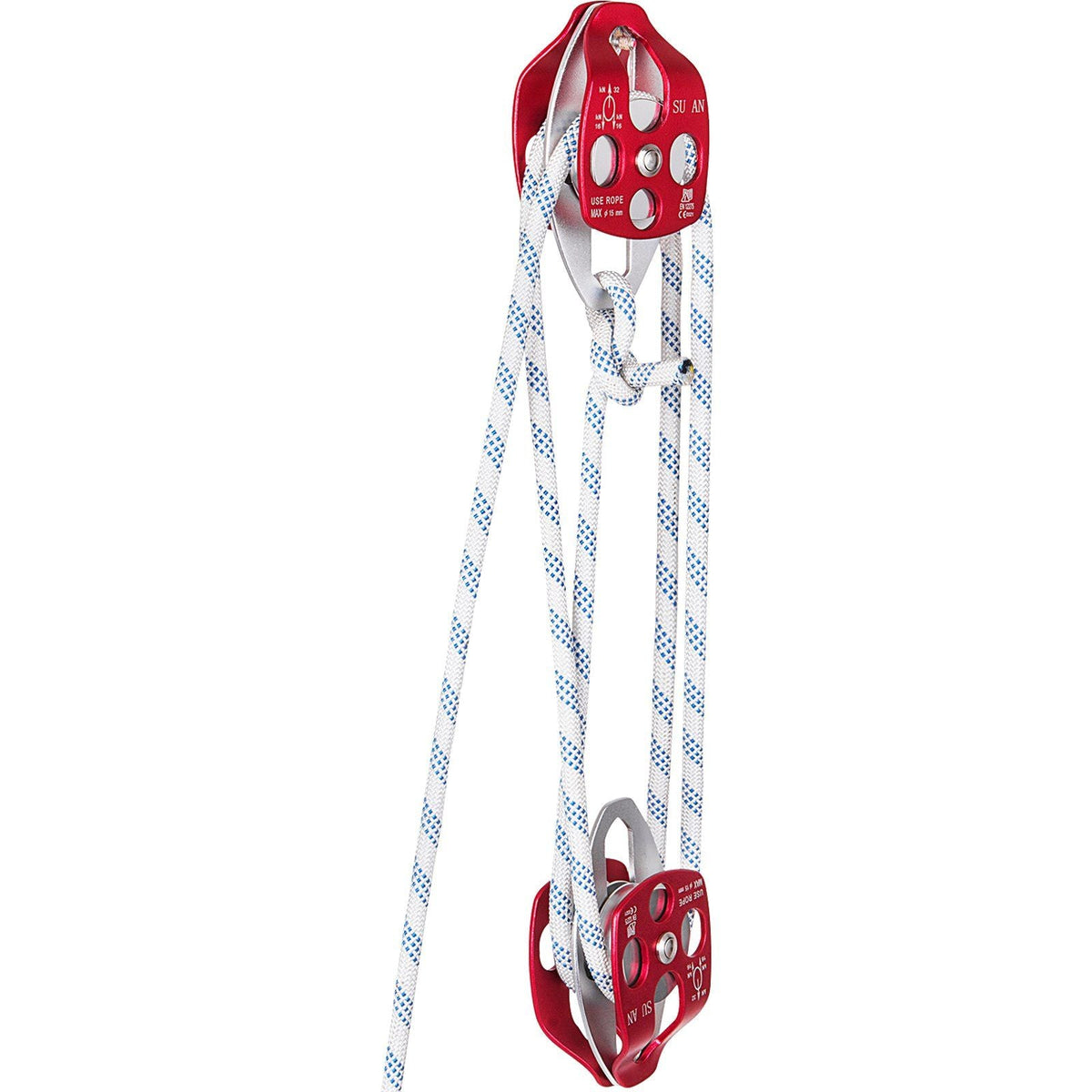 Twin Sheave Block and Tackle 1/2" x 200Ft Twin Sheave Block with Braid Rope 30-35KN 6600-7705LBS Double Pulley Rigging