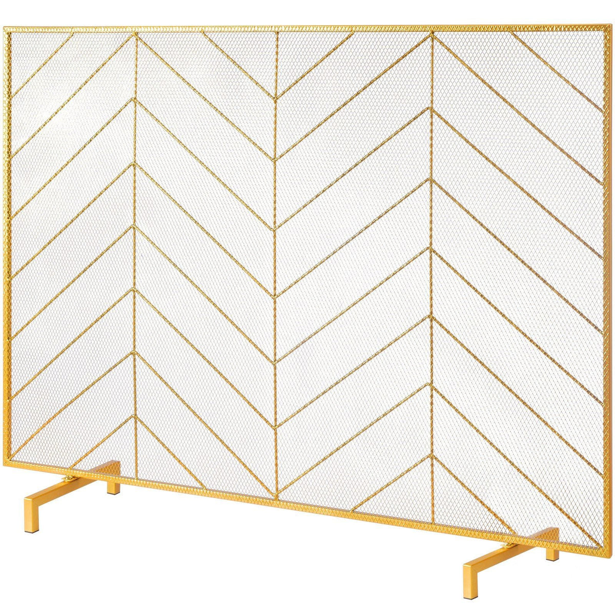 Fireplace Screen Single Panel, Sturdy Iron Mesh Fireplace Screen, 38.6"(L) x29.8"(H) Spark Guard Cover, Simple Installation, Free Standing Fire Fence Grate for Living Room Home Decor Modern