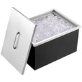 Drop in Ice Chest, 20"L x 14"W x 12"H Stainless Steel Ice Cooler, Commercial Ice Bin with Cover, 40 qt Outdoor Kitchen Ice Bar, Drain-pipe and Drain Plug Included, for Cold Wine Beer