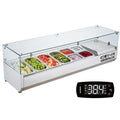 Refrigerated Condiment Prep Station, 150 W Countertop Refrigerated Condiment Station, with 4 1/3 Pans & 4 1/6 Pans, 304 Stainless Body and PC Lid, Sandwich Prep Table with Glass Guard, ETL