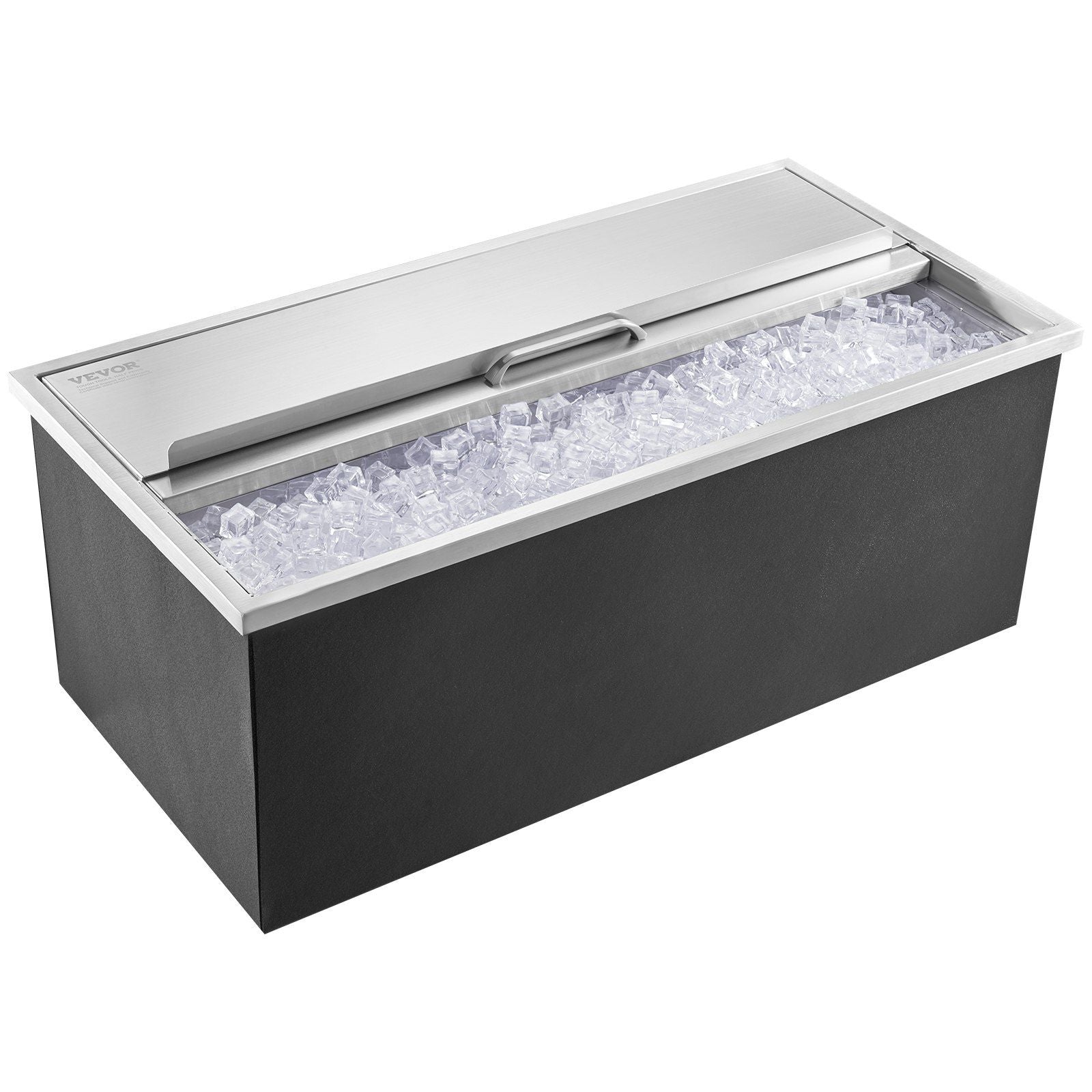 Drop in Ice Chest, 36"L x 18"W x 14"H Stainless Steel Ice Cooler, Commercial Ice Bin with Sliding Cover, 40.9 qt Outdoor Kitchen Ice Bar, Drain-pipe and Drain Plug Included, for Cold Wine Beer