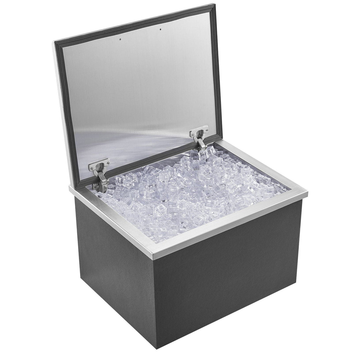 Drop in Ice Chest, 20"L x 16"W x 13"H Stainless Steel Ice Cooler, Commercial Ice Bin with Hinged Cover, 40 qt Outdoor Kitchen Ice Bar, Drain-pipe and Drain Plug Included, for Cold Wine Beer