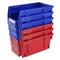 Plastic Storage Bin, (11-Inch x 5-Inch x 5-Inch), Hanging Stackable Storage Organizer Bin, Blue/Red, 12-Pack, Heavy Duty Stacking Containers for Closet, Kitchen, Office, or Pantry Organization