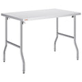 48 x 30 Inch Folding Commercial Prep Table Commercial Worktable Workstation, Heavy-Duty Stainless Steel Folding Table with 220 lbs Load, Silver Stainless Steel Kitchen Island, Kitchen Work Table