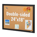 Cork Board, 24 x 18 inches, Double-sided Bulletin Board with MDF Sticker Frame, Vision Board Includes 10 Pushpins, for Display and Decoration in Office Home and School