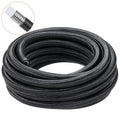 6AN Fuel Line Kit, 25 FT Fuel Hose Kit, 5/16" Nylon Stainless Steel Braided PTFE Fuel Line Kit, E85/Oil/Gas/Diesel Hose End Fitting Kit, with 15 PCS Swivel Fitting Adapter Kit, Black